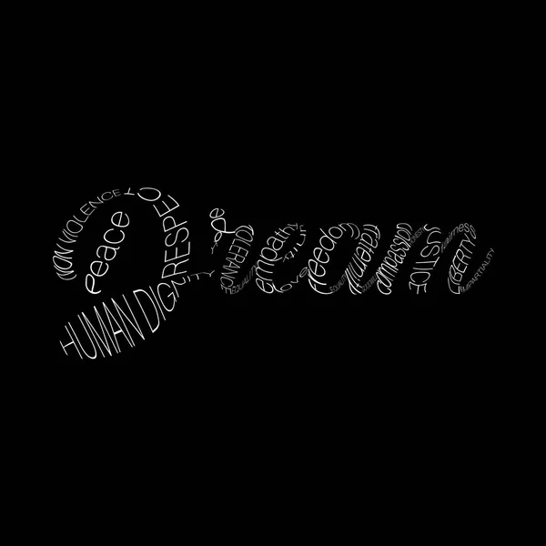 Dessin Typographique Vectoriel Sur Mot Dream Blanc Sur Fond Noir — Image vectorielle
