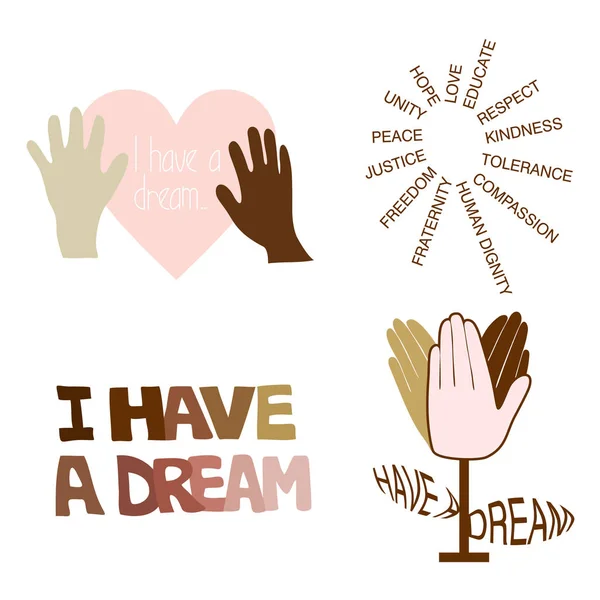 Pink Brown Vector Illustration Have Dream Typography White Background Mlk — Stock Vector