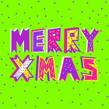 Mutlu Noeller tipografi Ufo yeşil dekoratif kar yağışı arka plan üzerinde bir vektör çizim