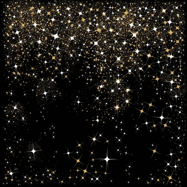 Étoiles Tombantes Scintillements Blanc Sur Fond Noir Pour Saison Des — Image vectorielle