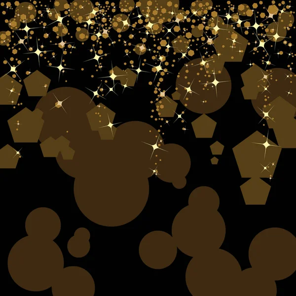 Fundo Abstrato Preto Dourado Projetado Com Estrelas Brilhos Padrões Circulares — Vetor de Stock