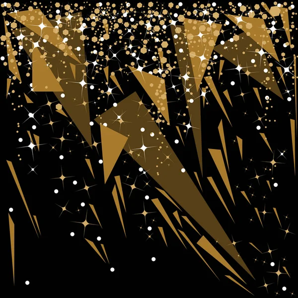 Fondo Abstracto Negro Dorado Diseñado Con Estrellas Destellos Sobre Patrones — Vector de stock