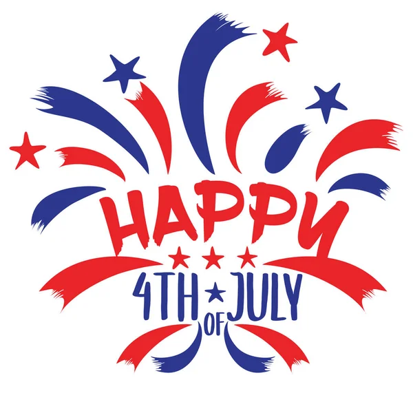 Ilustrație Vectorială Happy Fourth July Elemente Simple Design Fundal Alb — Vector de stoc