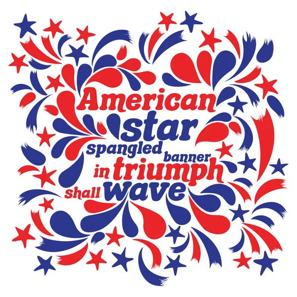 Εικονογράφηση Διάνυσμα Ενός Πατριωτικού Λεζάντα Αμερικανικό Αστέρι Spangled Banner Στο — Διανυσματικό Αρχείο