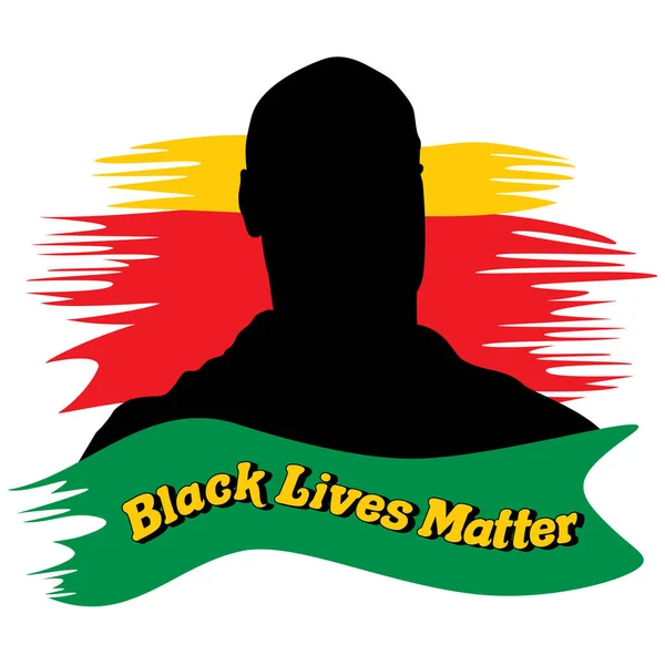 Silhueta Vetorial Ilustração Homem Negro Verde Amarelo Vermelho Pinceladas Fundo —  Vetores de Stock