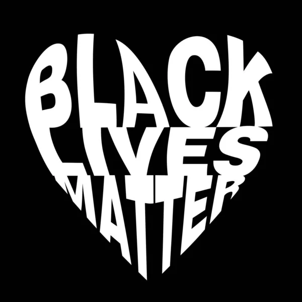 Vector Illustration Black Lives Matter Heart Shaped Word Cloud Typography — Stock Vector