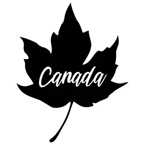 カナダのためのカエデの葉の抽象的な黒と白のベクトル図孤立した背景に日 — ストックベクタ