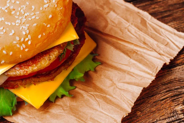 Közeli kép: házi Burger — Stock Fotó