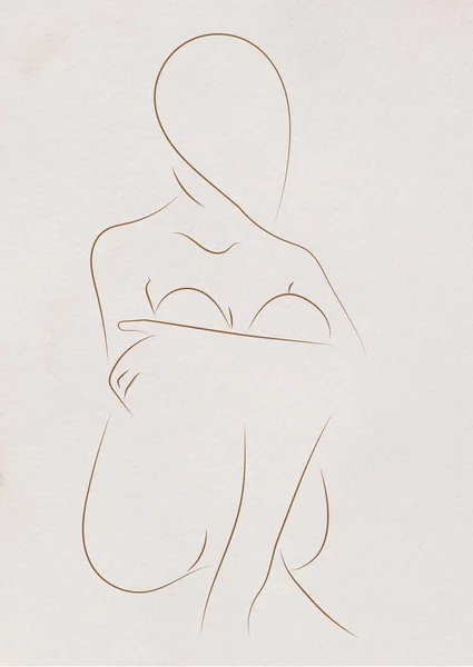 Woman Lines Minimalism Knees Draw Girl — Stock Photo, Image
