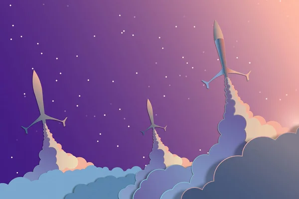 Arte Del Espacio Cohetes Lanzados Cielo Cielo Colorido Con Estrellas —  Fotos de Stock
