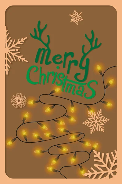 Merry Christmas Card Met Sneeuwvlokken Kerstboom Verlichting — Stockfoto