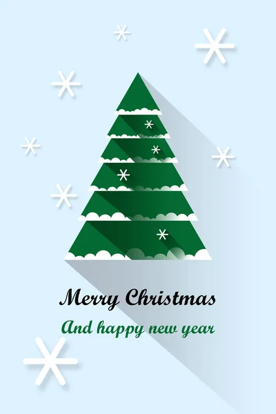 Feliz Natal Feliz Ano Novo Cartão Com Flocos Neve Árvore — Fotografia de Stock