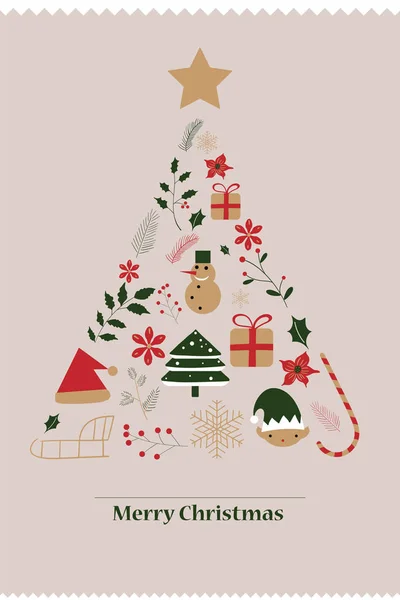 Merry Christmas Card Met Conceptuele Kerstboom — Stockfoto