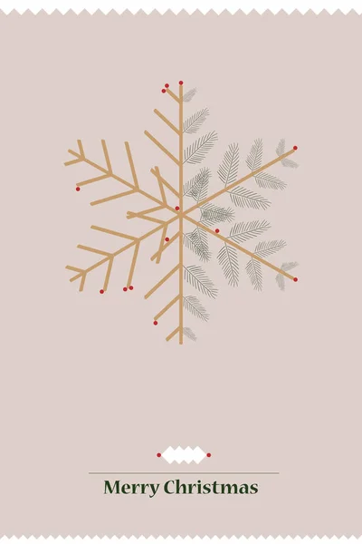 Merry Christmas Card Met Mooie Sneeuwvlok — Stockfoto