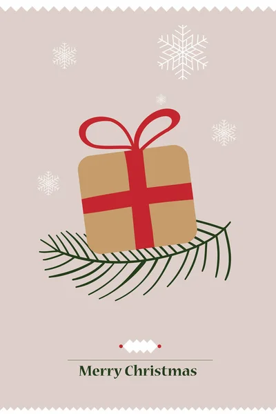 Merry Christmas Card Met Mooie Sneeuwvlokken Cadeau — Stockfoto