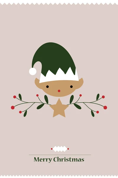 Merry Christmas Card Met Leuke Kerst Gnome — Stockfoto