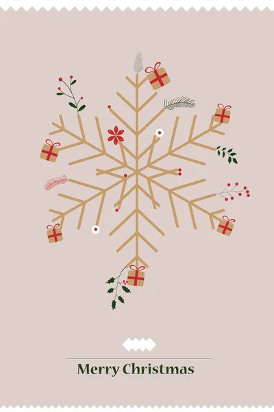 Merry Christmas Card Piękna Śnieżynka — Zdjęcie stockowe