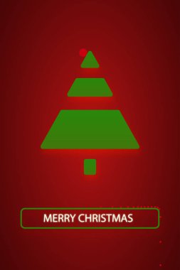 Yeşil Noel ağacı ile güzel tebrik kartı.