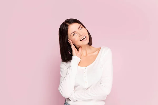 Hermoso Retrato Femenino Caucásico Media Longitud Joven Mujer Emocional Emociones —  Fotos de Stock