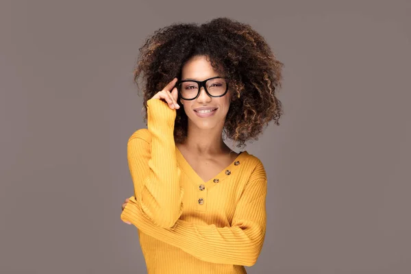 Jeune Belle Fille Afro Américaine Avec Une Coiffure Afro Fille — Photo