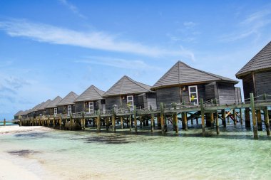 Maledives, otel locly şapkalı güzel doğa manzara.