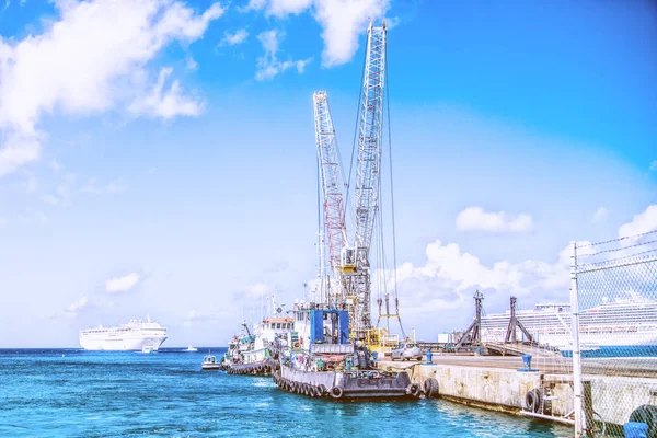 Fiskebåtar Bryggan Vid Grand Cayman — Stockfoto