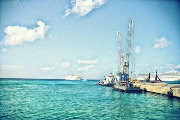 Vissersboten Steiger Bij Grand Cayman — Stockfoto