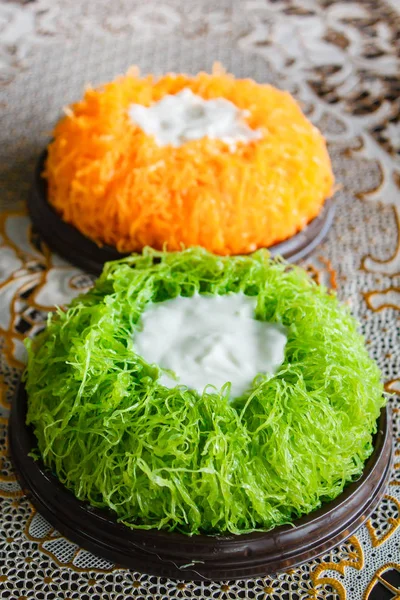 Pasteles Hilo Yema Huevo Oro Pastel Foi Tong Lava Cake —  Fotos de Stock