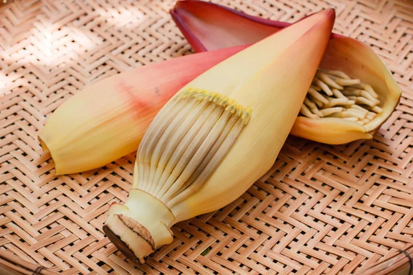 Banaan Bloesem Bamboe Dienblad Thailand — Stockfoto