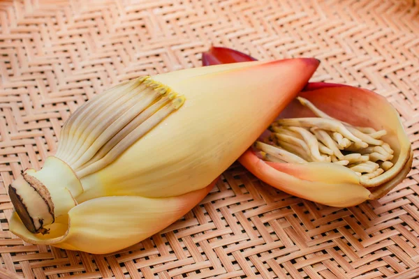 Banaan Bloesem Bamboe Dienblad Thailand — Stockfoto