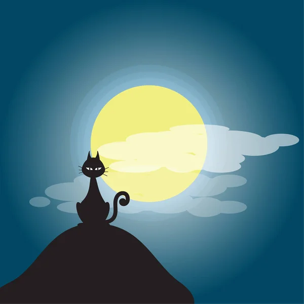 Una Ilustración Dibujos Animados Halloween Black Cats — Vector de stock