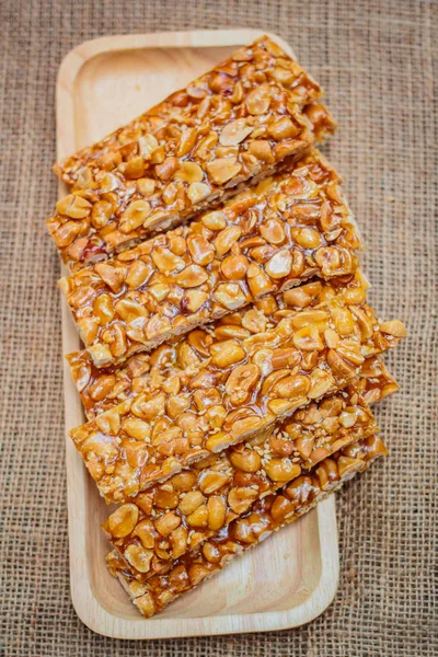 Homemade Peanut Sesame Snack Tua Gra Joak Sweet Peanuts Stick — Stock Photo, Image