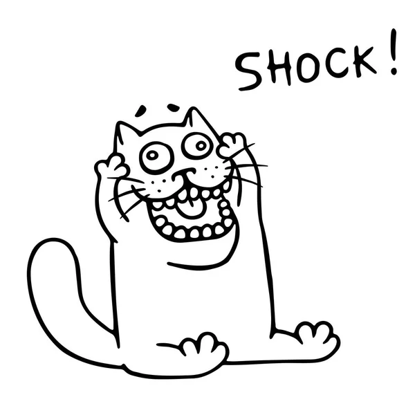 Gato Grueso Gracioso Shock Ilustración Vectorial Personaje Animal Dibujos Animados — Vector de stock