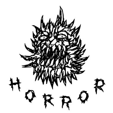 Dişlek ağzı olan korkunç dikenli canavar. Korku tür kızgın karakter. Vektör çizim.