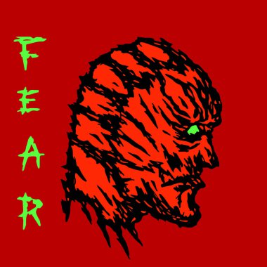 kızgın kırmızı canavar baş profil. korku tür. vektör çizim