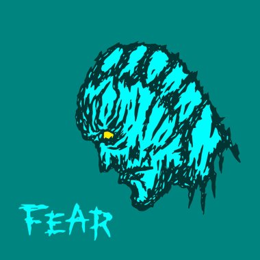 İnsan cilt maskesi bürünmüş bir iblis başkanı. Korku tür. Korkunç Cadılar Bayramı karakter. Vektör çizim.