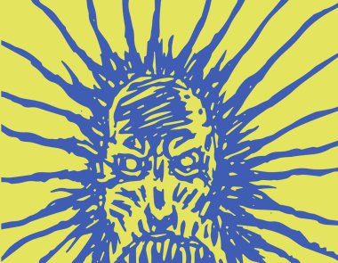 Kötü canavar en kötü kabus yüzüdür. Vektör çizim korku türünde.