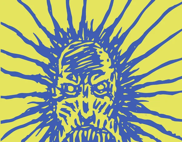 Kötü canavar en kötü kabus yüzüdür. Vektör çizim korku türünde.