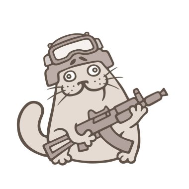cute fat cat is swat fighter. special forces and ops. vector illustration clipart