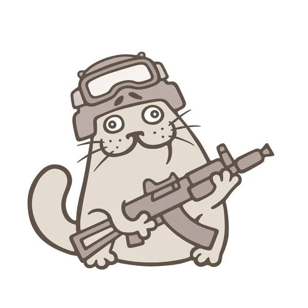 Mignon Gros Chat Est Swat Combattant Les Forces Spéciales Les — Image vectorielle