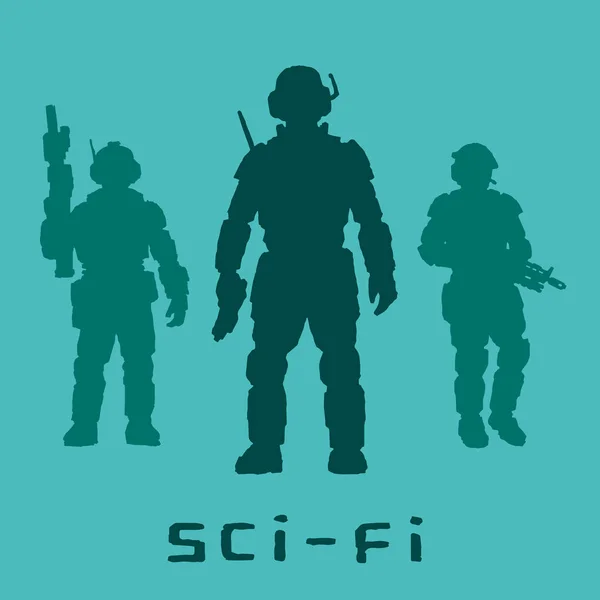 Les Soldats Futur Illustration Vectorielle Personnage Science Fiction — Image vectorielle