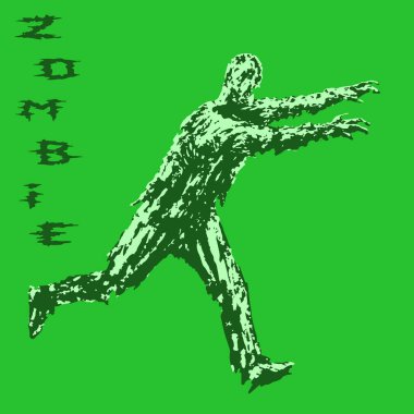 Zombi asker ileriye uzanmış silah ile çalıştırın. Vektör çizim.