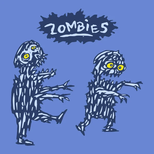 Fajne Śmieszne Kreskówki Zombie Cyfrowego Rysowania Odręcznego Ilustracja Wektorowa — Wektor stockowy