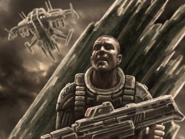 Uzay Polisi keşif gemisinden gizler. Bilim kurgu tür.