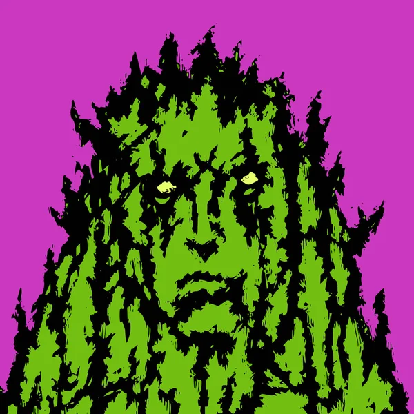 Stone Human Face Sharp Thorns Vector Illustration Genre Horror Scary — Stock Vector