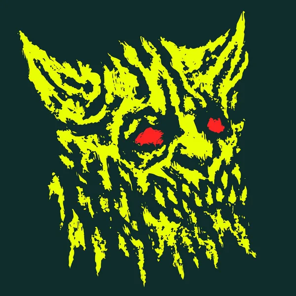 Страшна Голова Рогатого Демона Векторні Ілюстрації Жанр Жаху Страшний Персонаж — стоковий вектор