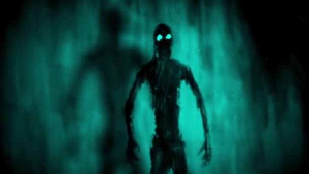 Aanval Zombies Binnen Graf Animatie Het Genre Van Horror Blauwe — Stockvideo