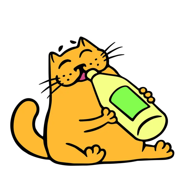 Schattige Oranje Kat Drinkt Limonade — Stockfoto