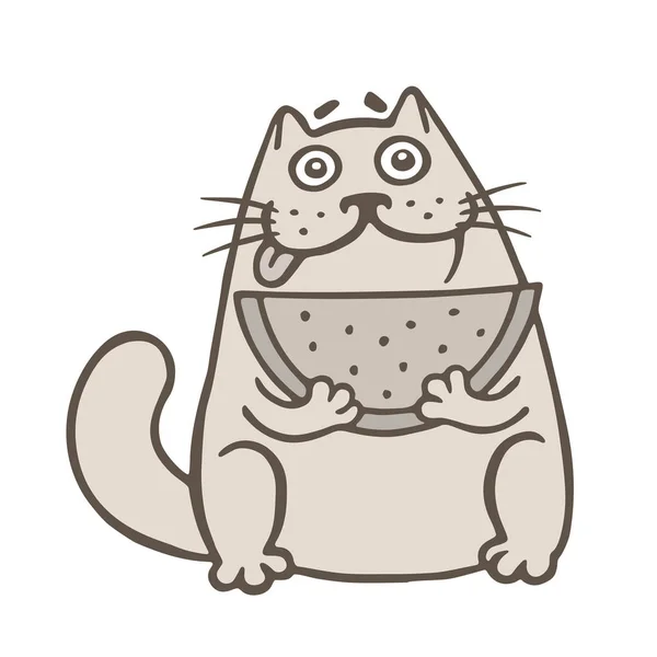 Çizgi Film Şişman Kedi Karpuz Bir Parça Tutar Yiyecek Içecek — Stok fotoğraf