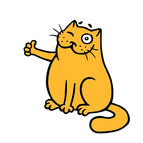Kat Toont Dat Alles Goed Nieuws Leuke Emoticon Karakter — Stockfoto